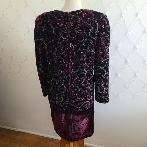 Vintage Cocktail Dress / Sparkly Floral Texture / Size 14 - Picture 6 of 8